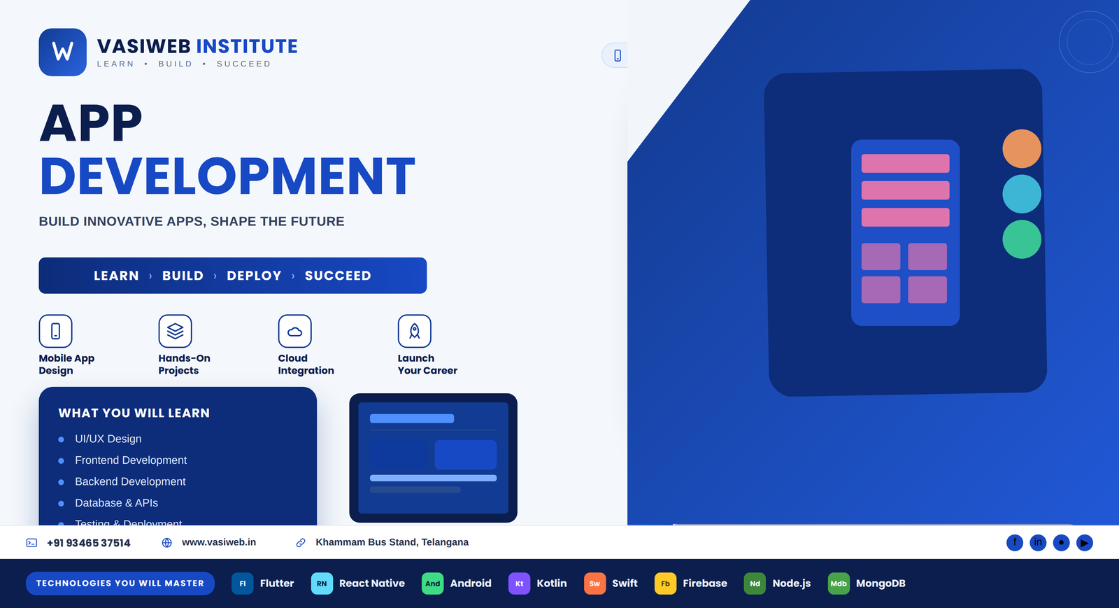 App Development course in Khammam — Flutter, React Native and mobile UI training