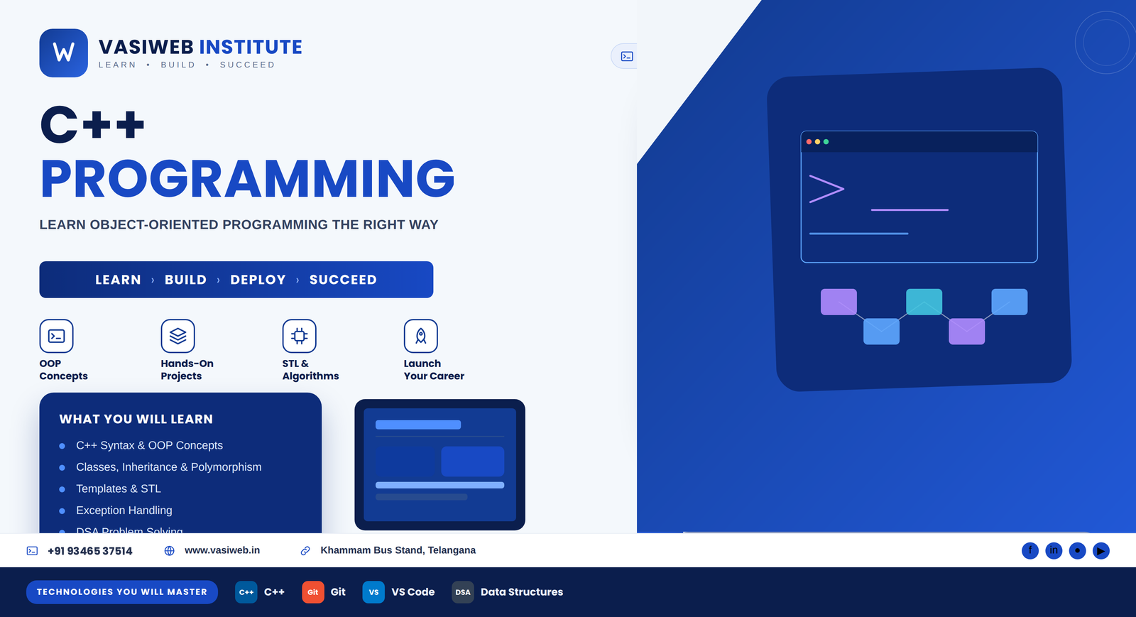 C++ programming course in Khammam — OOP, STL and applications