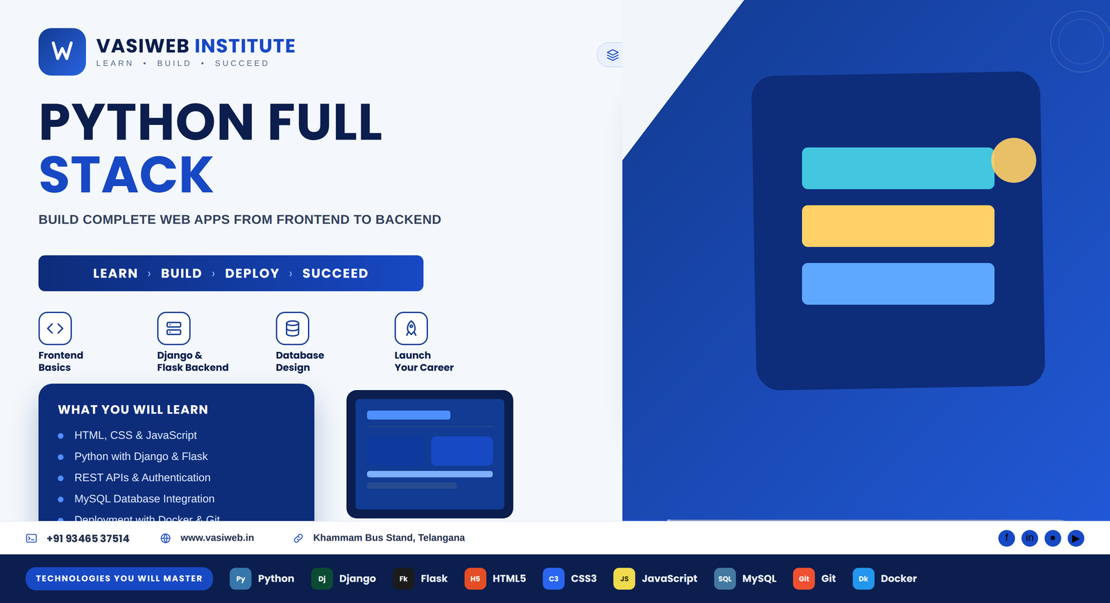 Python Full Stack course in Khammam — Django, Flask and web development