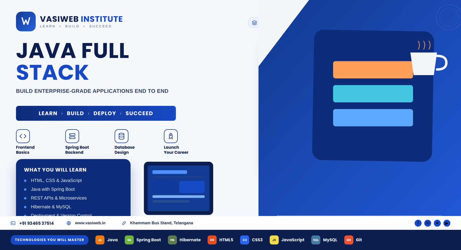Java Full Stack course in Khammam — Spring Boot and enterprise web development