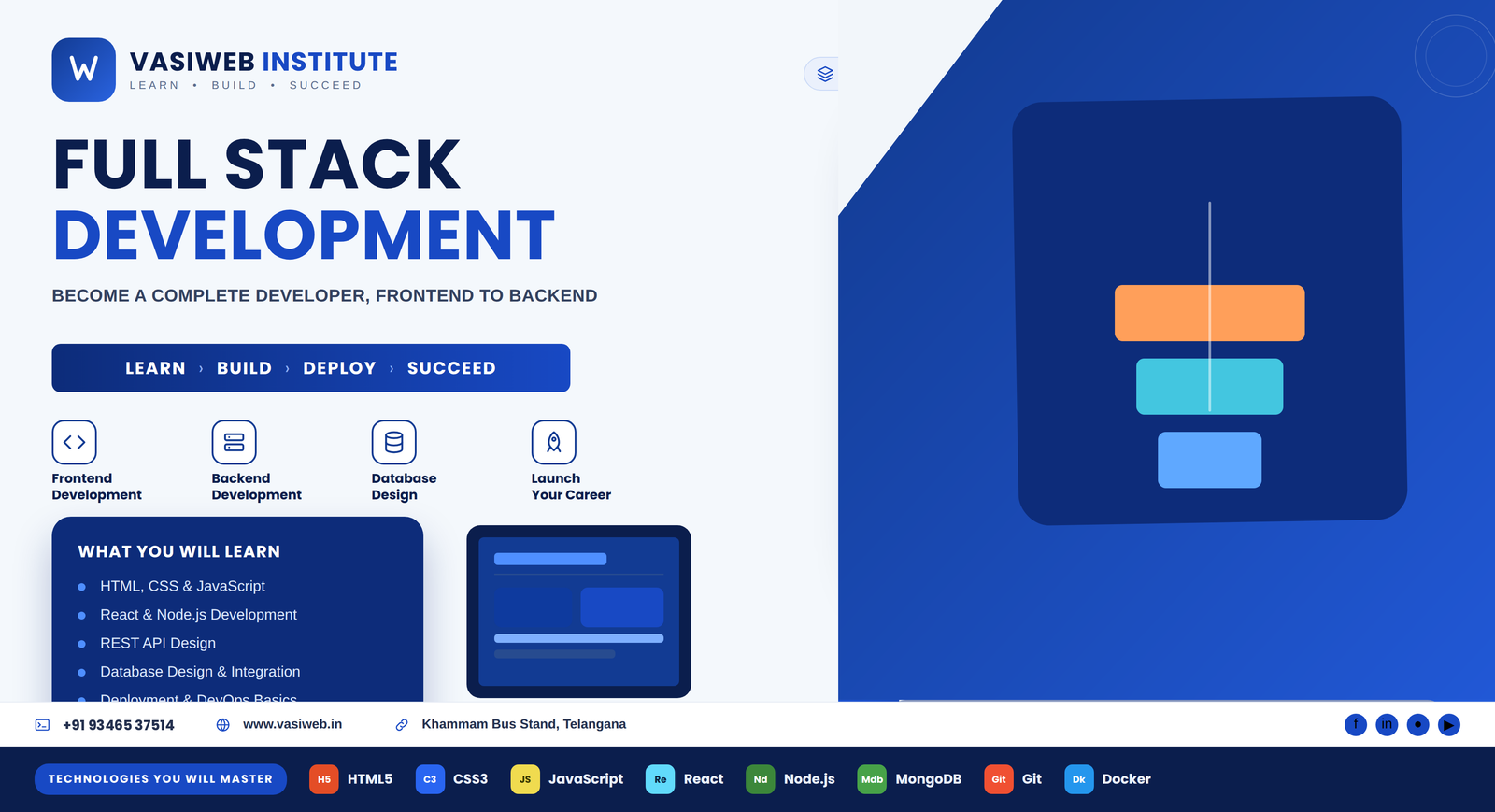 Full Stack course in Khammam — HTML, CSS, PHP, MySQL and JavaScript training
