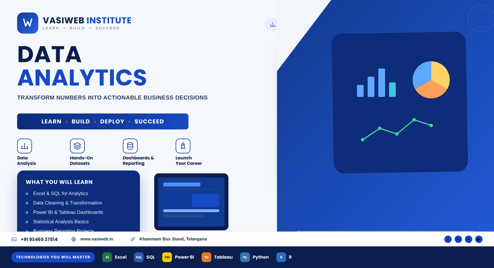 Data Analytics course in Khammam — Excel, SQL and visualization training