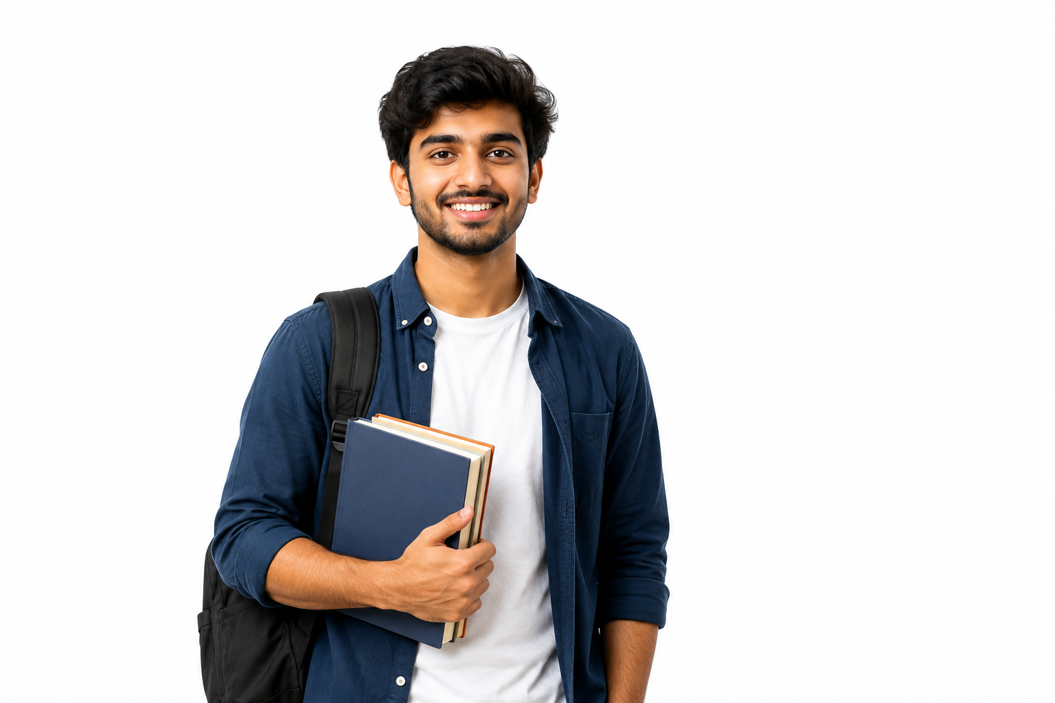 Smiling student at Vasi Web Institute holding books and ready for practical training